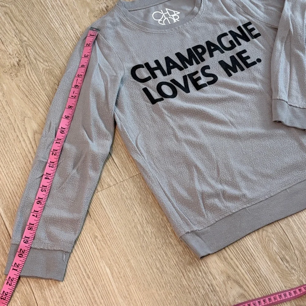 Chaser "Champagne Loves Me." Pullover Top Women's Cozy Sweatshirt Size M - Picture 5 of 8